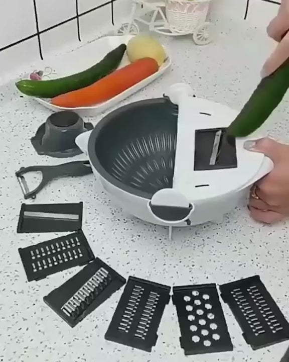 12-in-1 Multi-Function Vegetable Cutter & Salad Spinner – Chop, Slice, Wash & Dry Effortlessly