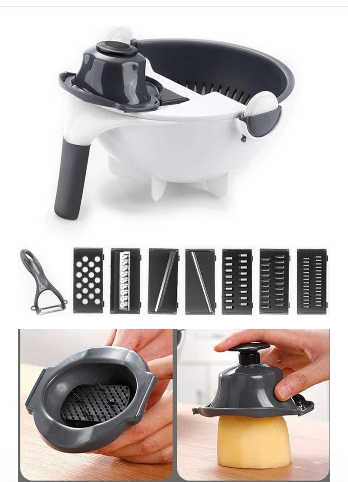 12-in-1 Multi-Function Vegetable Cutter & Salad Spinner – Chop, Slice, Wash & Dry Effortlessly