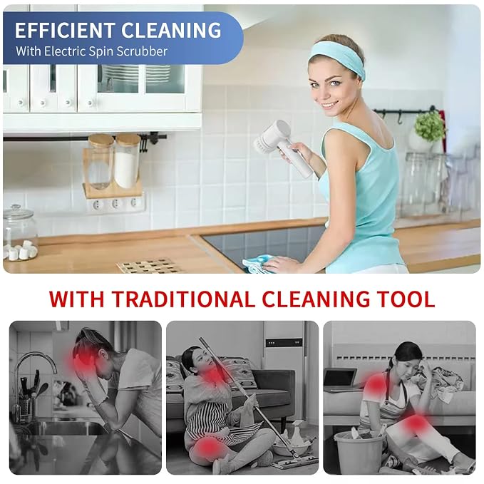 Rechargeable Electric Spin Scrubber Brush – Powerful Cordless Cleaning Tool