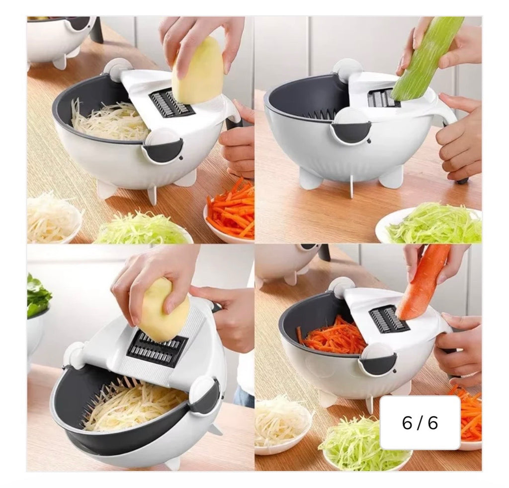 12-in-1 Multi-Function Vegetable Cutter & Salad Spinner – Chop, Slice, Wash & Dry Effortlessly