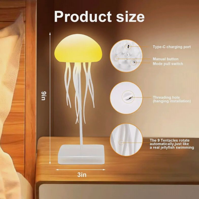 RGB Jellyfish Mood Lamp – Color Changing LED Night Light
Description: