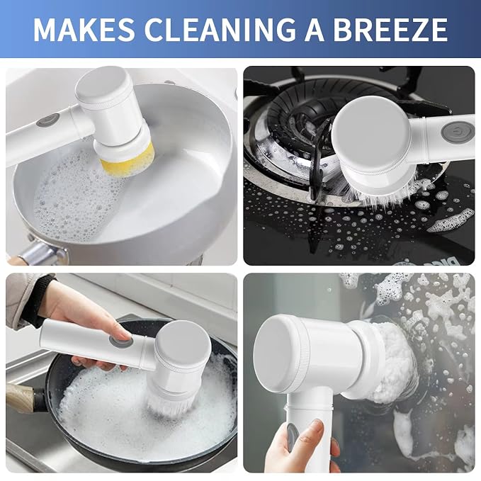 Rechargeable Electric Spin Scrubber Brush – Powerful Cordless Cleaning Tool