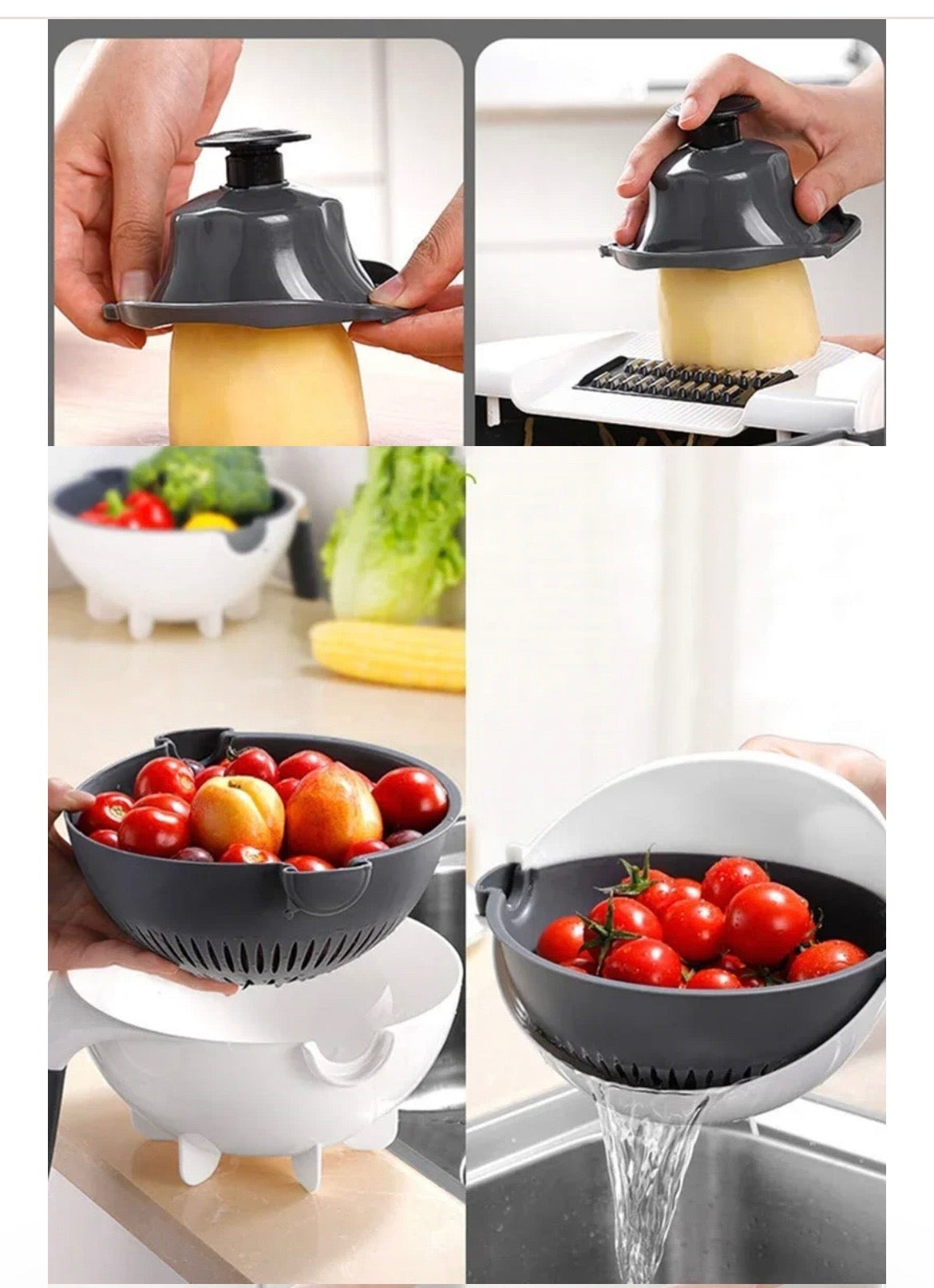 12-in-1 Multi-Function Vegetable Cutter & Salad Spinner – Chop, Slice, Wash & Dry Effortlessly